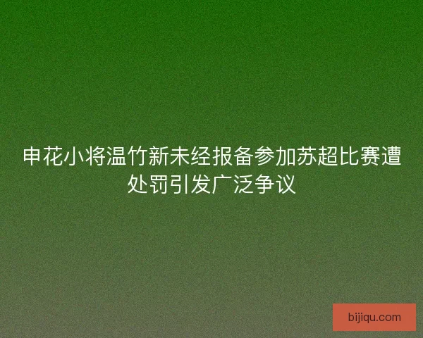 申花小将温竹新未经报备参加苏超比赛遭处罚引发广泛争议