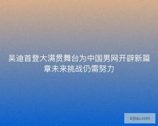 吴迪首登大满贯舞台为中国男网开辟新篇章未来挑战仍需努力